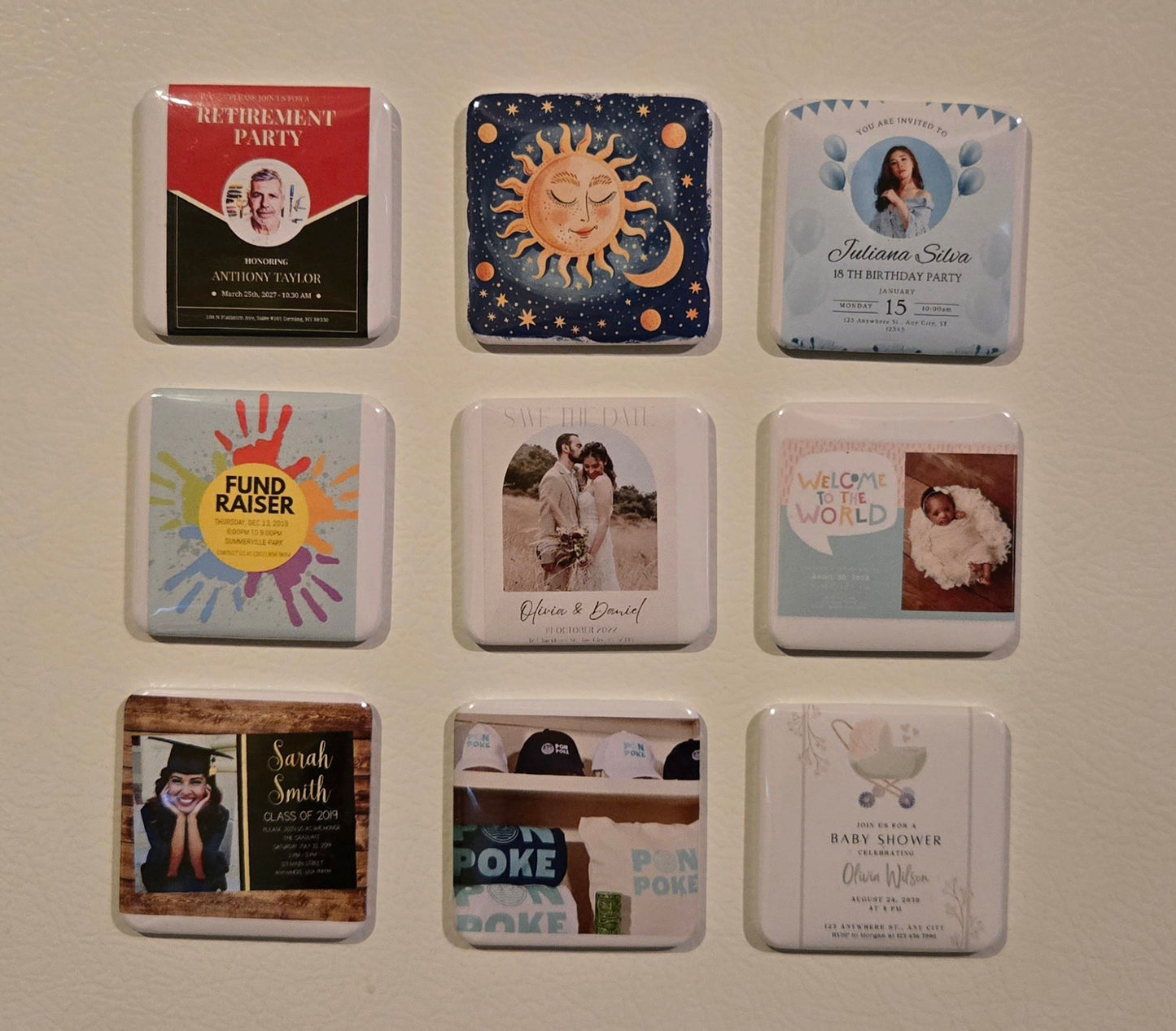 Square Magnets - Set of 9